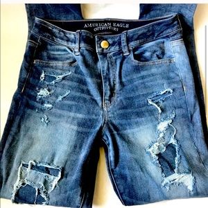 AEO Denim X Cafe Distressed Hi-Rise Jegging